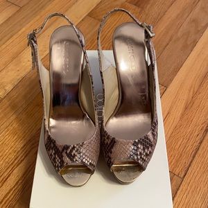 Jimmy Choo PROVA Shaded Snake Print Desert Slingback Wedges